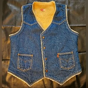 Vintage Levi's Denim Sherpa Lined Vest Sz L
